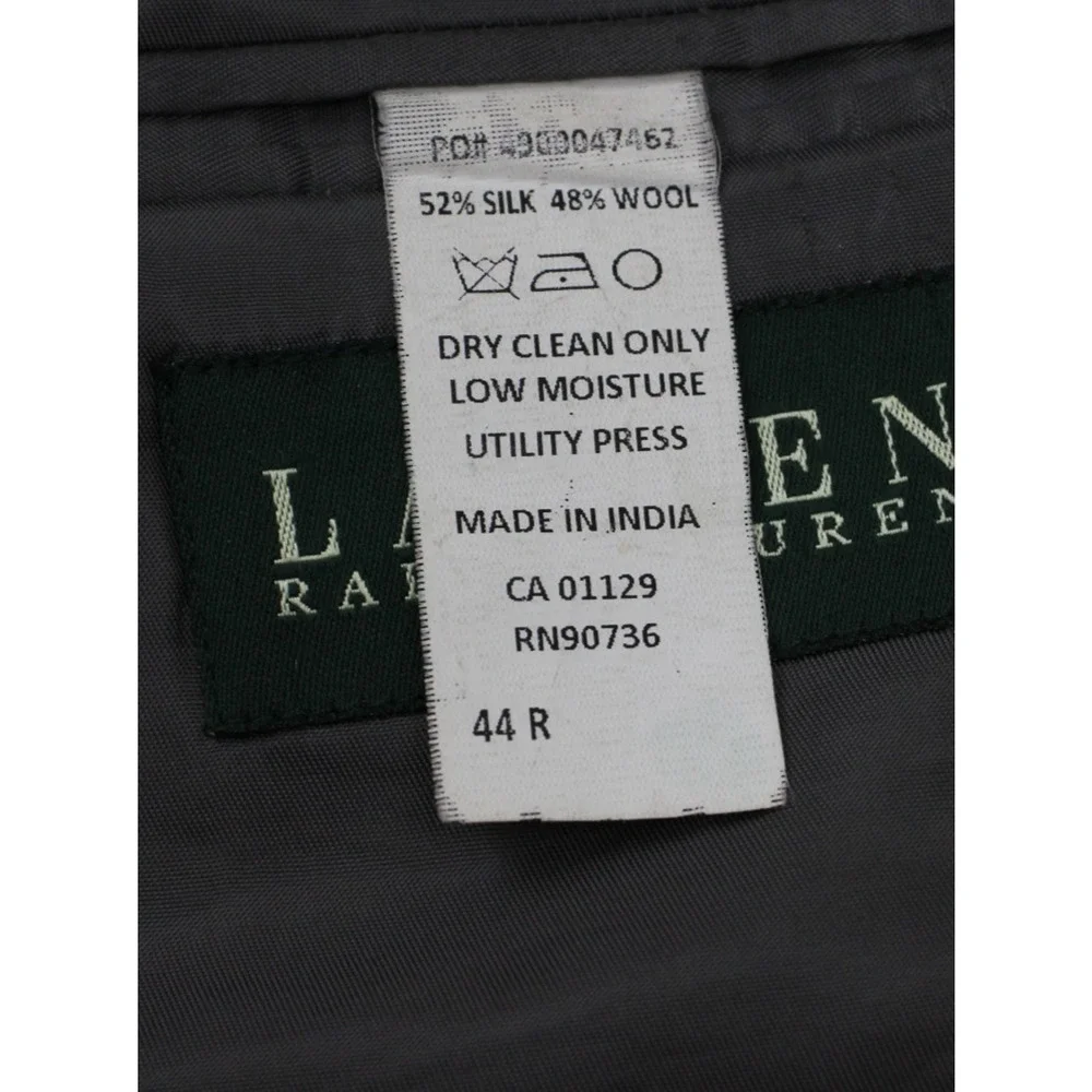 Lauren Ralph‎ Lauren Blazer Mens 44R Gray Plaid 2 Button Wool Silk